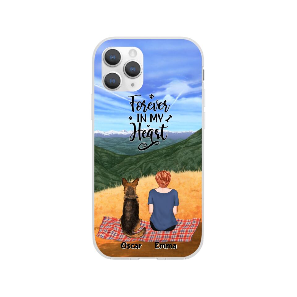 Chilling Girl and Dogs Personalized Phone Case for iPhone - Name, Skin, Hair, Dog, Background, Quote can be customized