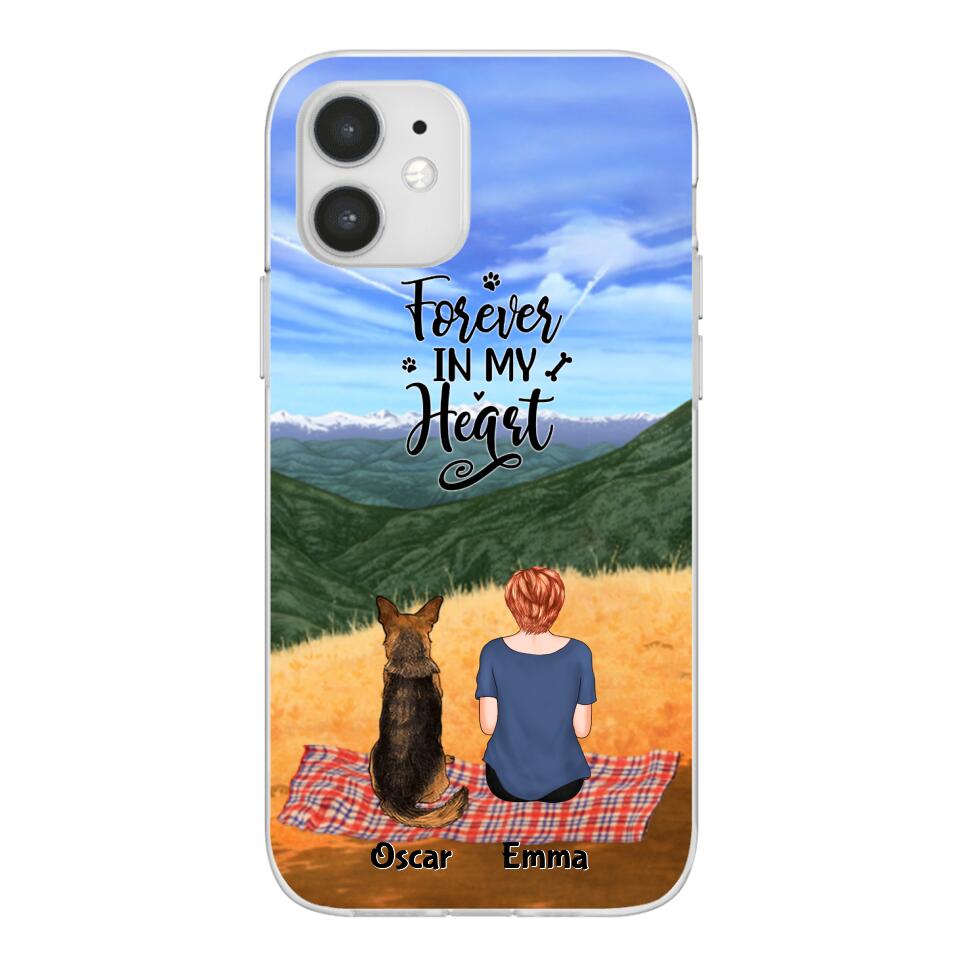 Chilling Girl and Dogs Personalized Phone Case for iPhone - Name, Skin, Hair, Dog, Background, Quote can be customized