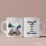 Male couple Personalized Mug - Name, skin, hair, background can be customized