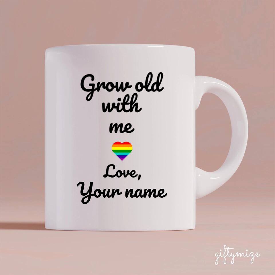 Male couple Personalized Mug - Name, skin, hair, background can be customized