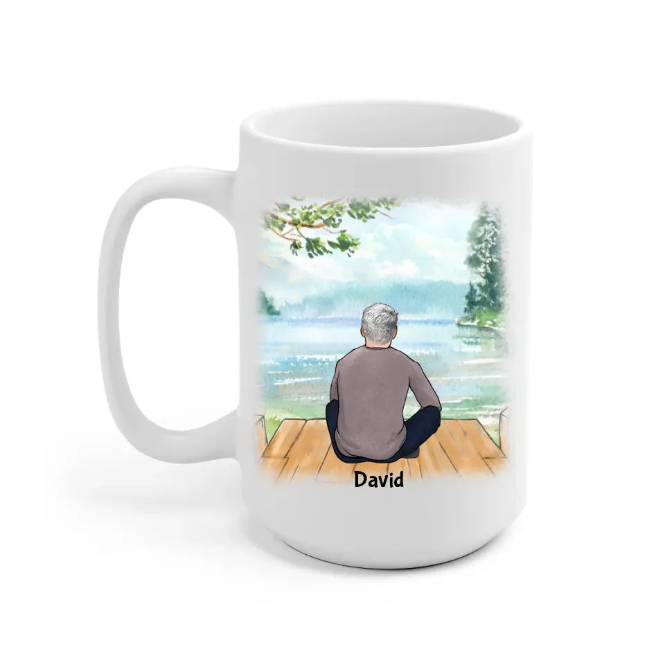 Father Personalized Mug - Name, skin, hair, background can be customized