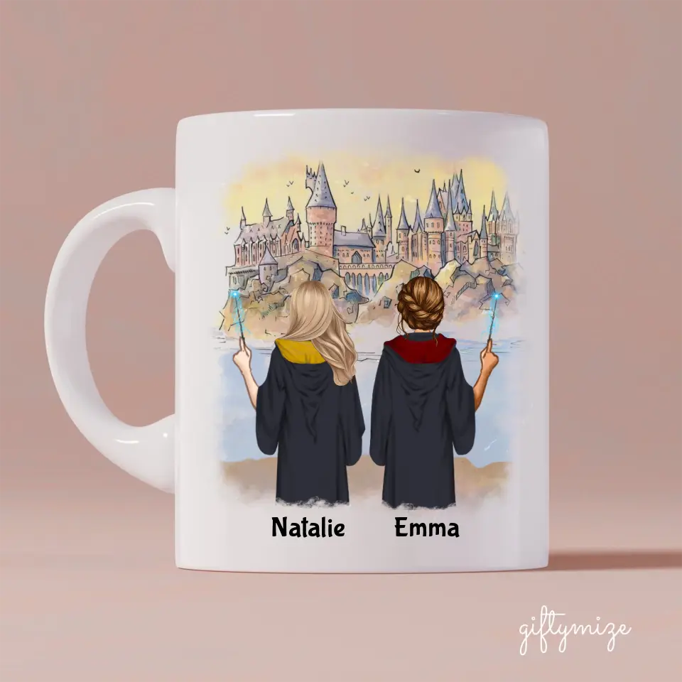 Harry Potter Inspired Best Friends Personalized Mug - Name, skin, hair, background, quote can be customized