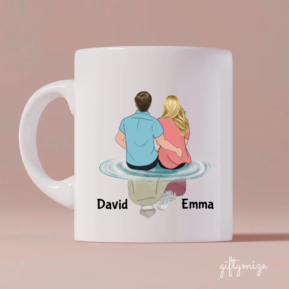 Husband and Wife Together Personalized Mug - Name, skin, hair, quote can be customized