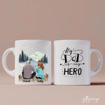 Father and Daughter Personalized Mug - Name, skin, hair, clothes, background, quote can be customized