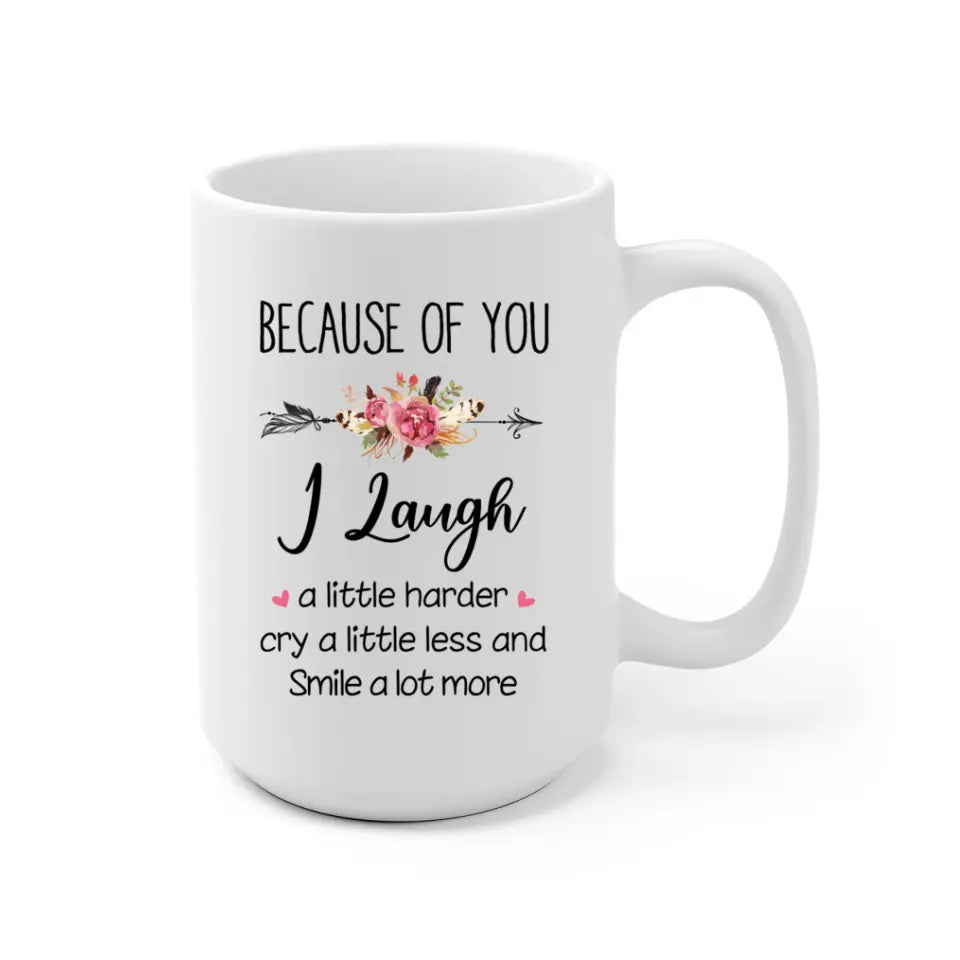 Mother and Daughter with Dog Personalized Mug - Name, skin, hair, clothes, dog, background, quote can be customized