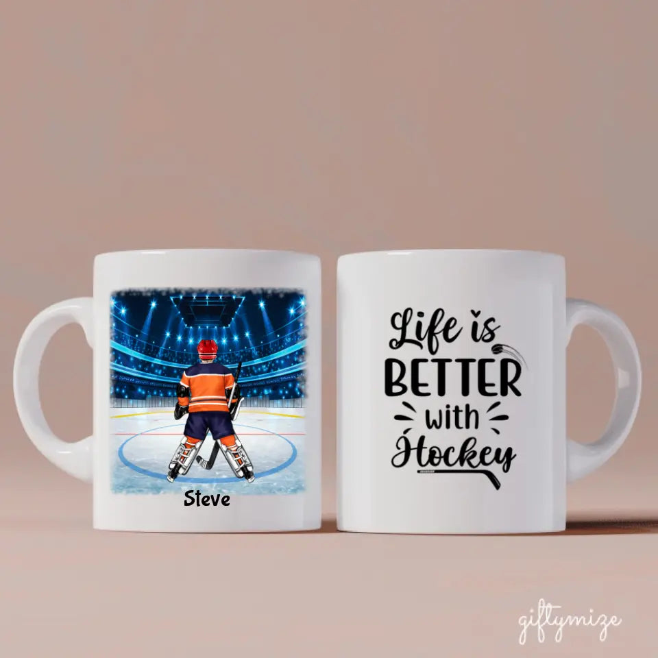 Meaningful Life With Hockey - Name, Skin, Hair, Clothes, Background, Quote can be customized