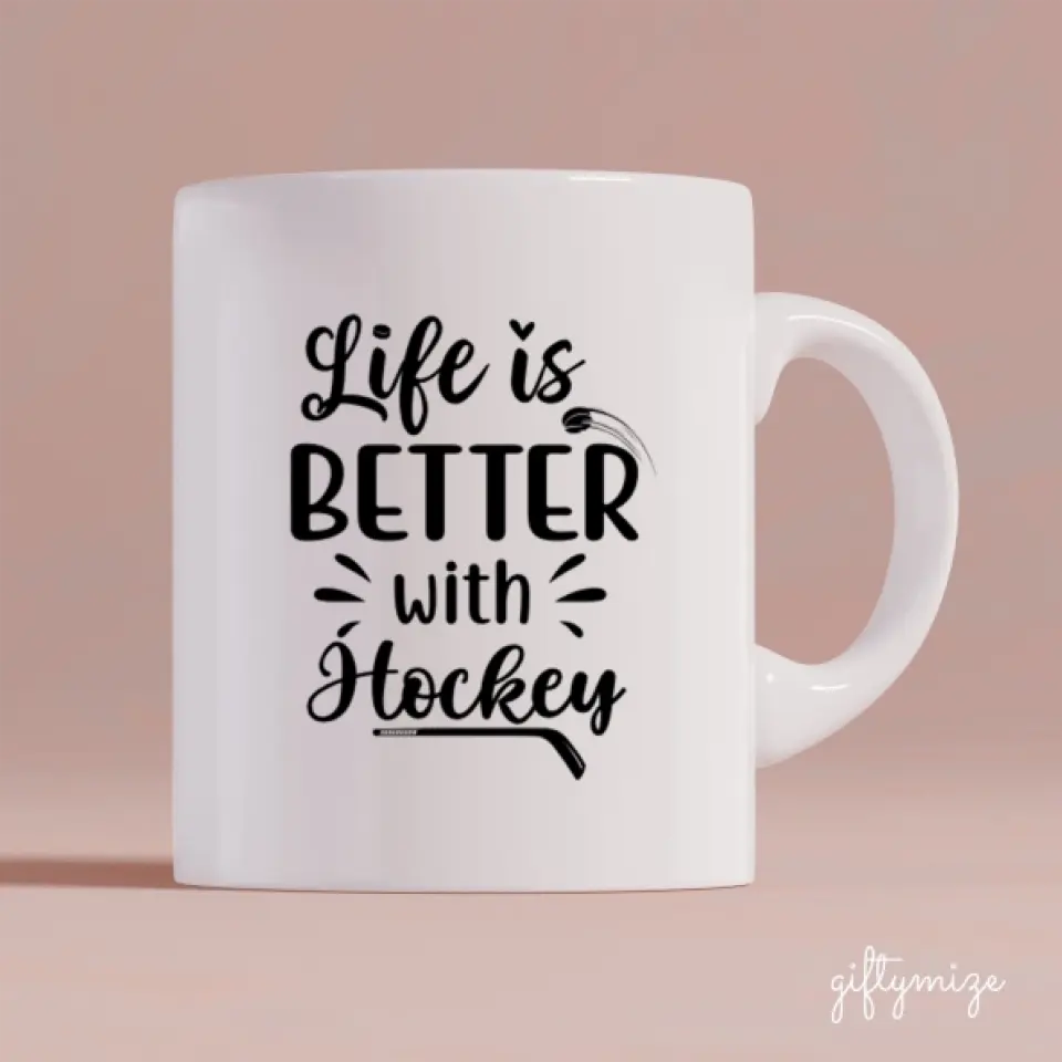 Hockey Couples and Dog Personalized Mug -Name, skin, clothes, hair, dog, background, quote can be customized