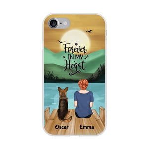 Girl and Dogs Personalized Phone Case for iPhone - Name, Skin, Hair, Dog, Background, Quote can be customized