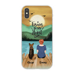 Girl and Dogs Personalized Phone Case for iPhone - Name, Skin, Hair, Dog, Background, Quote can be customized